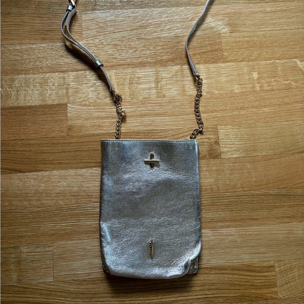 Thacker Silver Crossbody Bag with Adjustable Strap